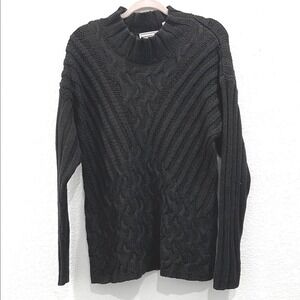 Linen Blend Vintage WESTBOUND Black Cable Knit Sweater Large